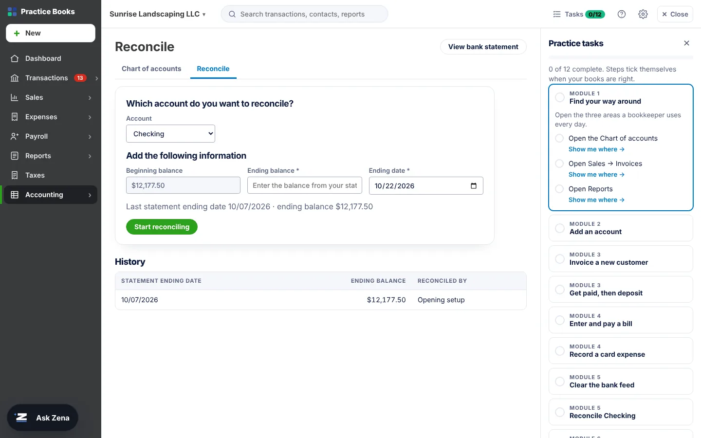 Talenta Pros portal: Reconcile to $0.00